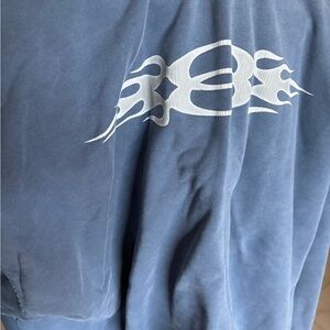 Blue Balenciaga hoodie with white flame